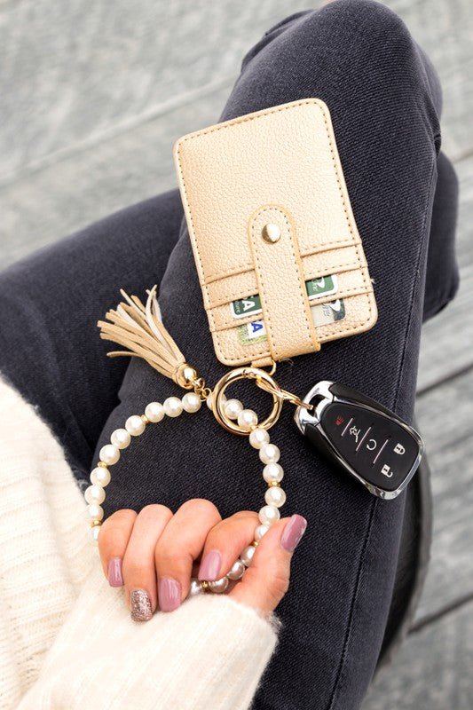 Pearl Key Ring Wallet Bracelet - Wrist Drip