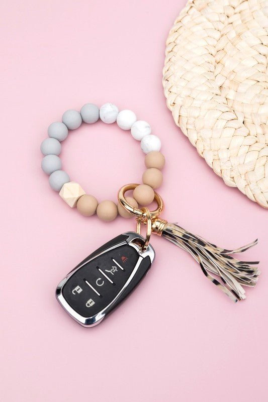 Silicone Color Block Key Ring Bracelet - Wrist Drip