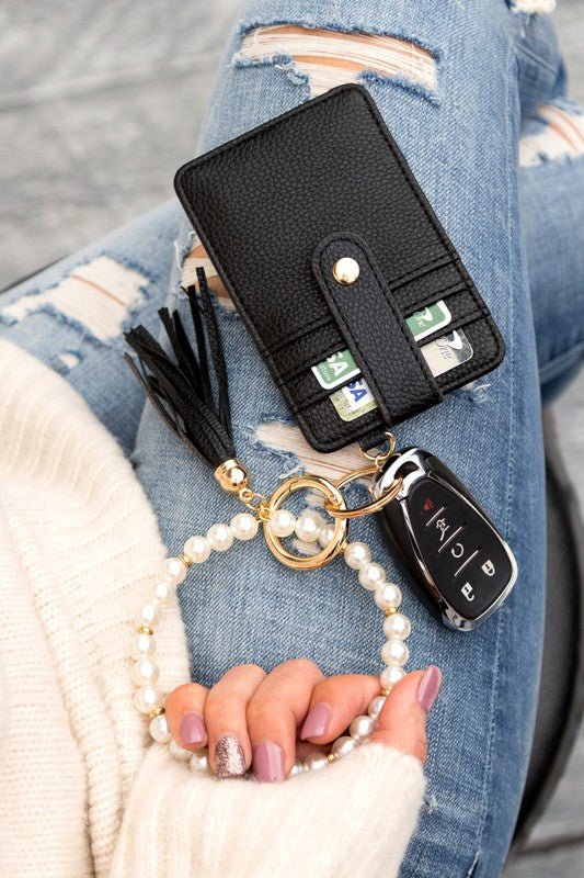 Pearl Key Ring Wallet Bracelet - Wrist Drip